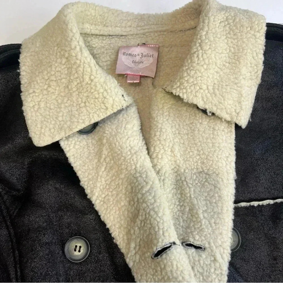 Romeo and juliet couture y2k trench double breasted teddy lined coat women Large - Picture 4 of 9